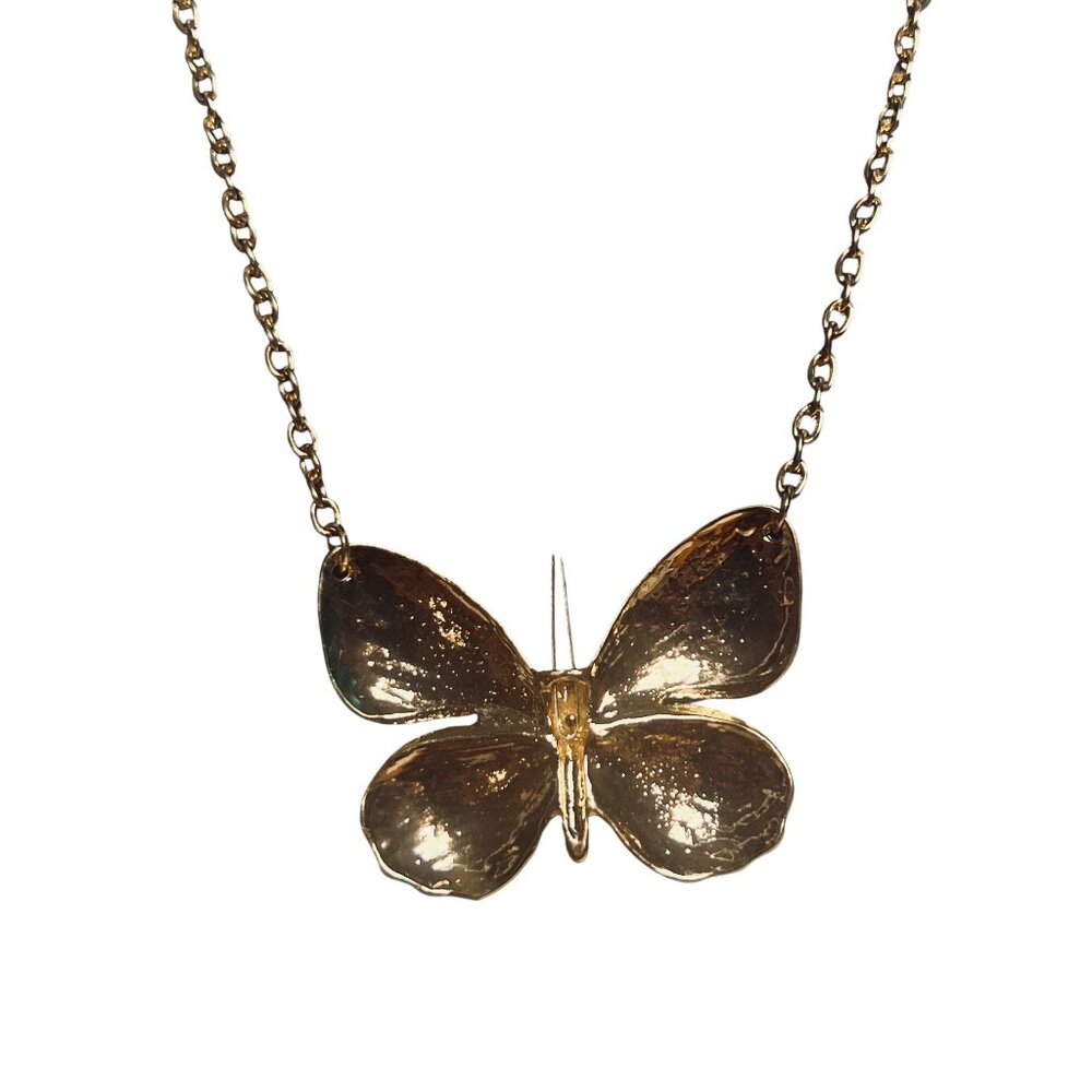 Cara NY Gold Tone Necklace With Rhinestone Butterfly Pendant (6285) - Picture 4 of 6